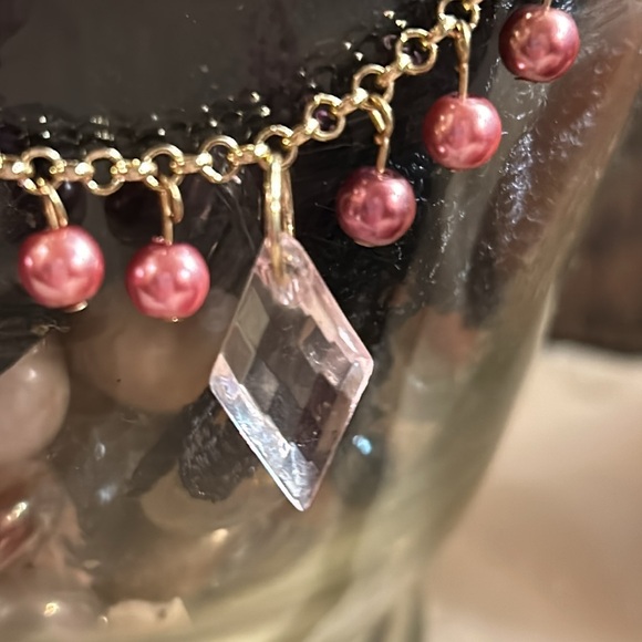 Blushing Rose 3 row Necklace & Earrings - Picture 3 of 11